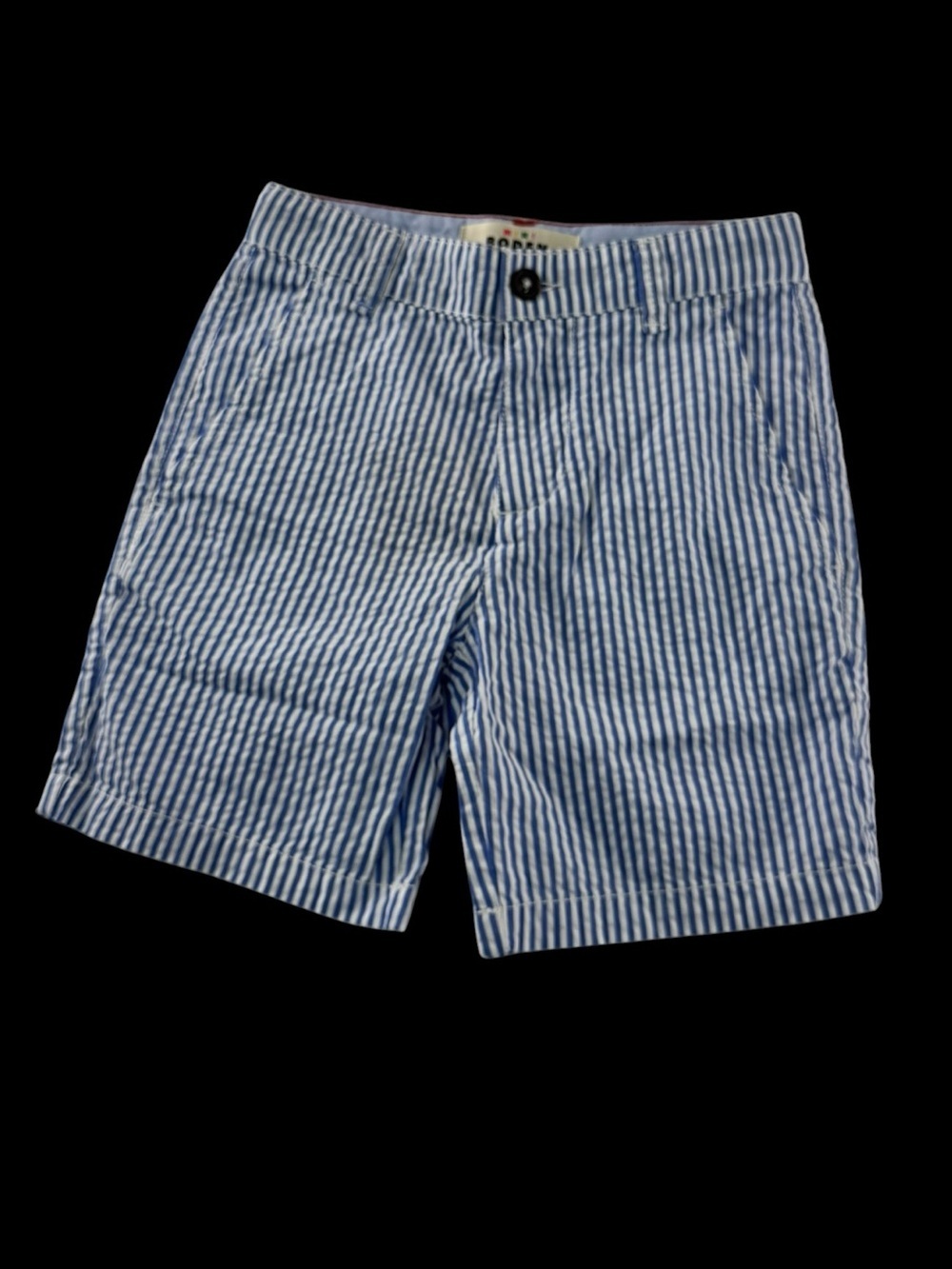 Boden Blue and White Striped Kids Seersucker Shorts